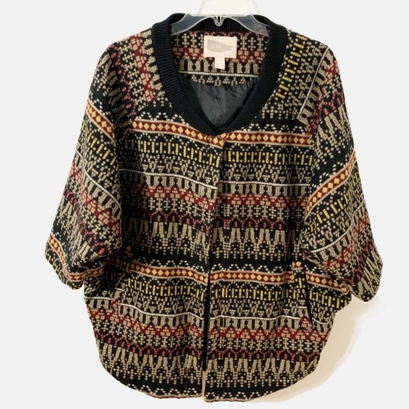 Forever 21 Contemporary Poncho Sweater Jacket Throw Over Outerwear Geometric - Picture 1 of 12